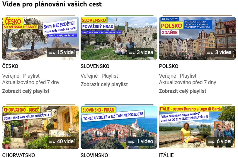 Videa pro plánování vašich cest